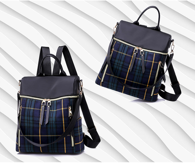 Title 7, Plaid Gingham Backpack Schoolbag