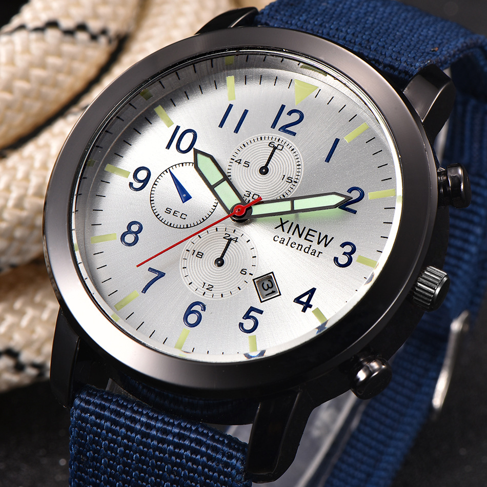 Title 5, Mens Watch with Nylon Band, Calendar, and Quar...