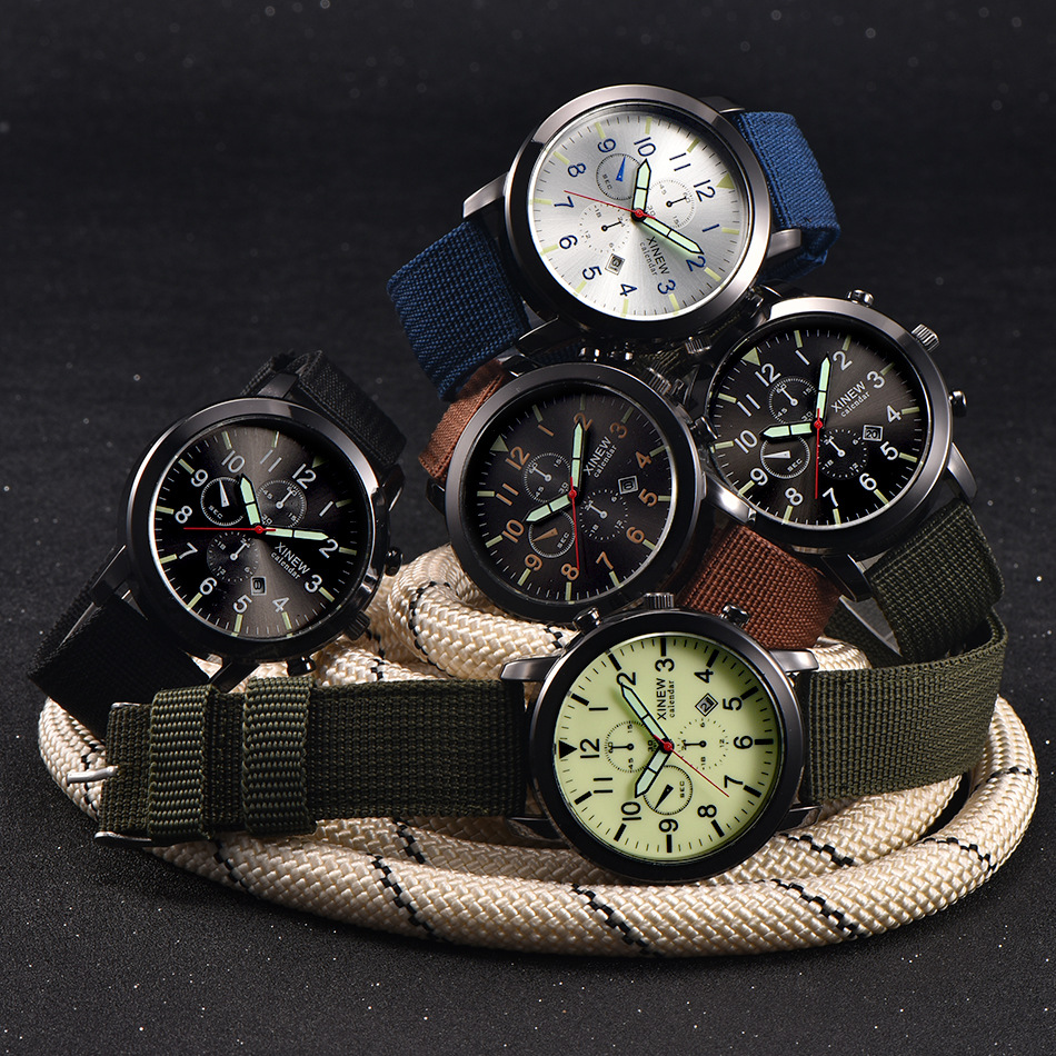 Title 9, Mens Watch with Nylon Band, Calendar, and Quar...