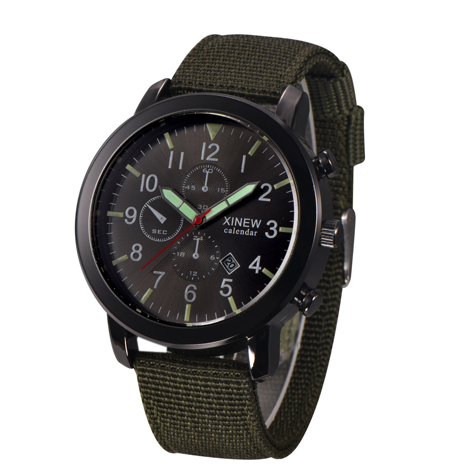 Title 15, Mens Watch with Nylon Band, Calendar, and Quar...