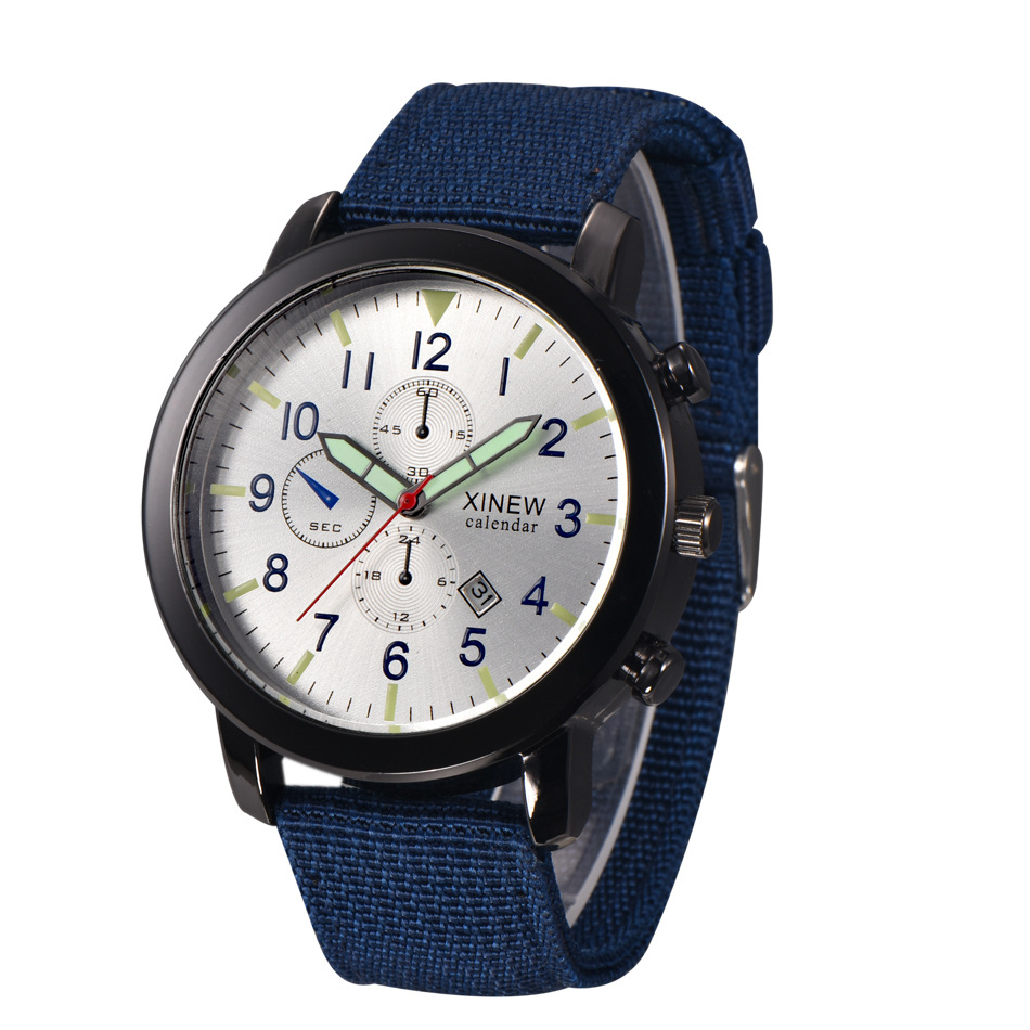 Title 17, Mens Watch with Nylon Band, Calendar, and Quar...