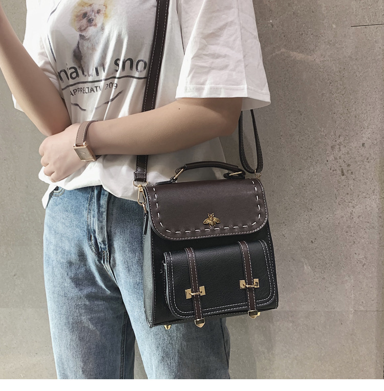 Title 13, Vintage Pu Leather Women Backpack Simple Preppy...