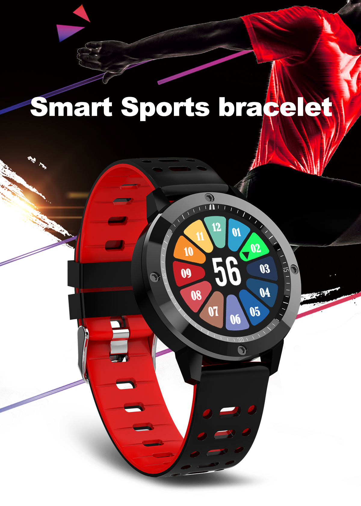 Title 1, Stylish sports smartwatch with a color round sc...