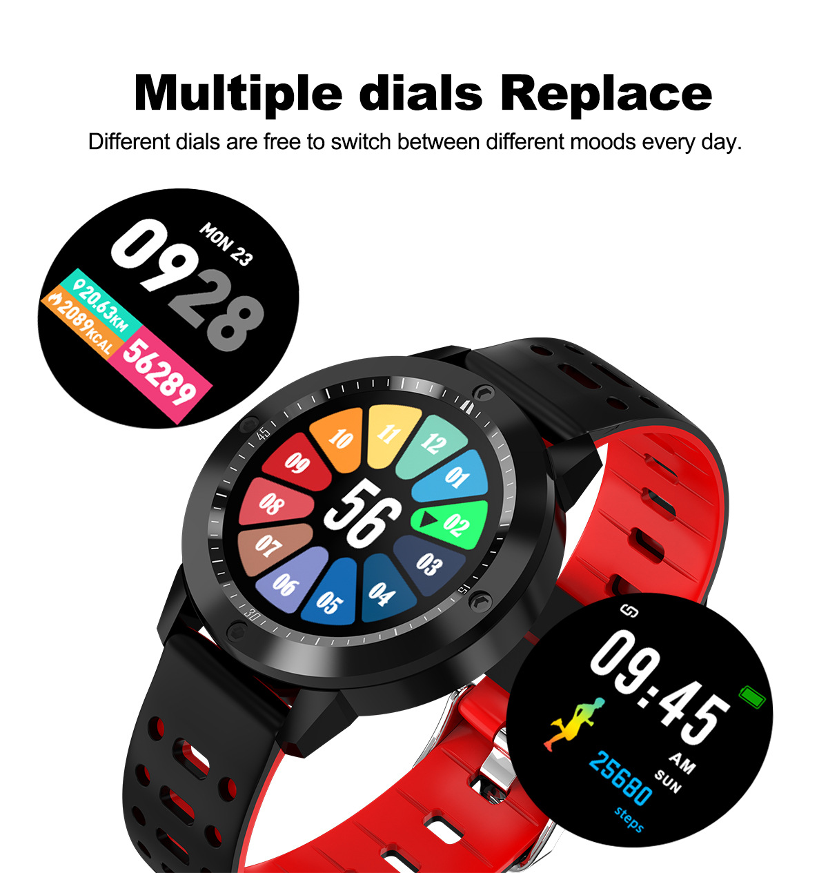 Title 3, Stylish sports smartwatch with a color round sc...