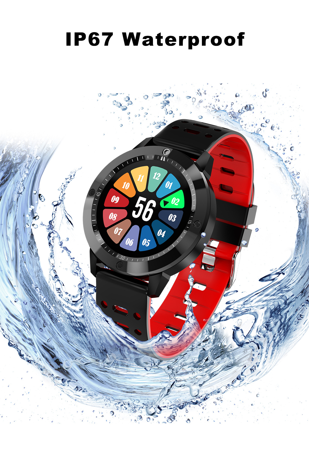 Title 10, Stylish sports smartwatch with a color round sc...