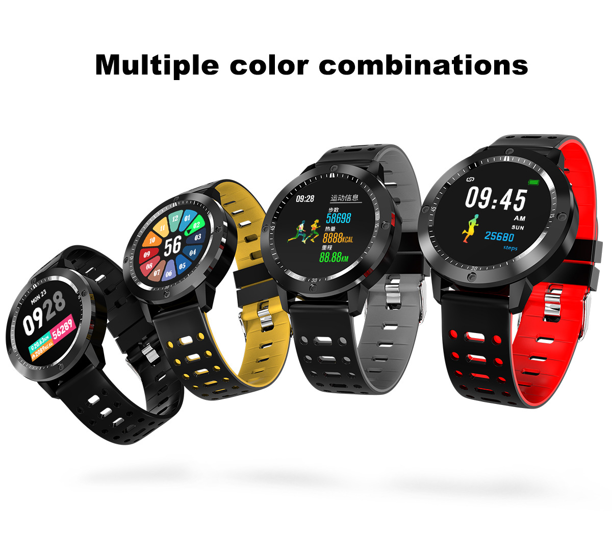 Title 13, Stylish sports smartwatch with a color round sc...