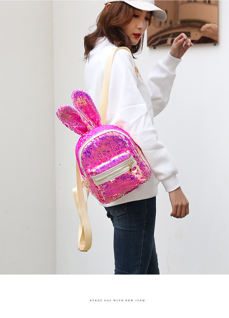 Title 17, All-match ladies leisure bag sequin small backp...