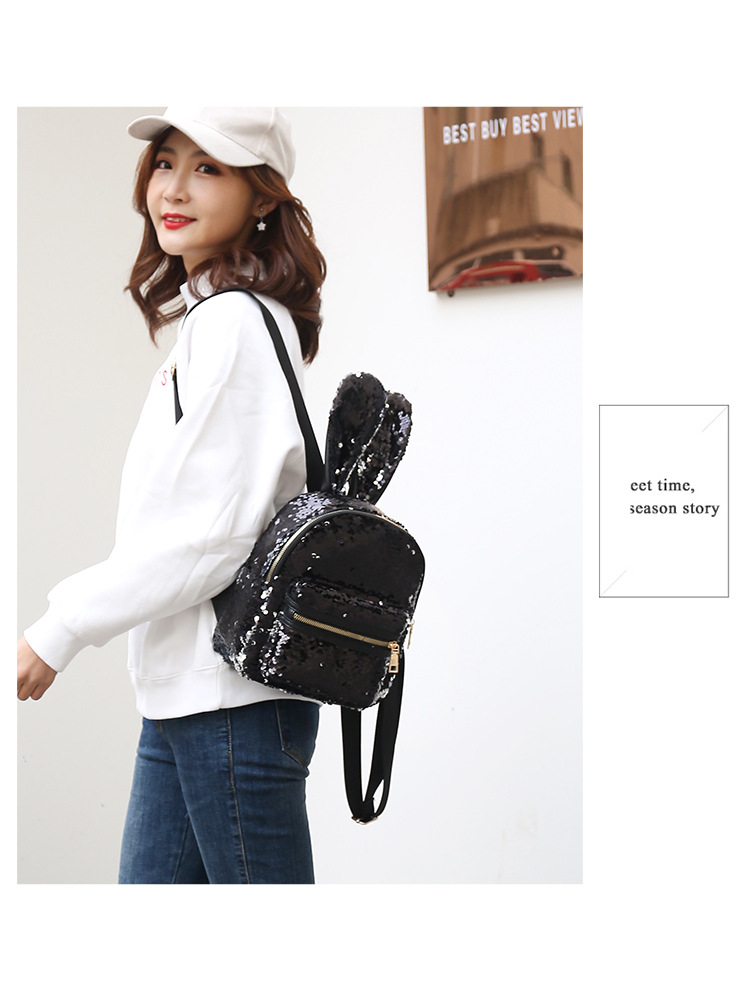 Title 18, All-match ladies leisure bag sequin small backp...