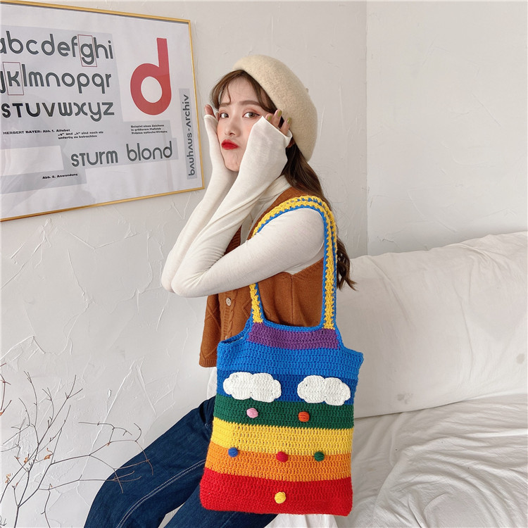 Title 1, Rainbow bag girl heart knitted bag