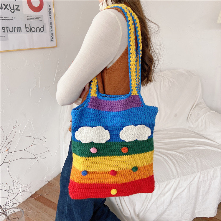 Title 2, Rainbow bag girl heart knitted bag