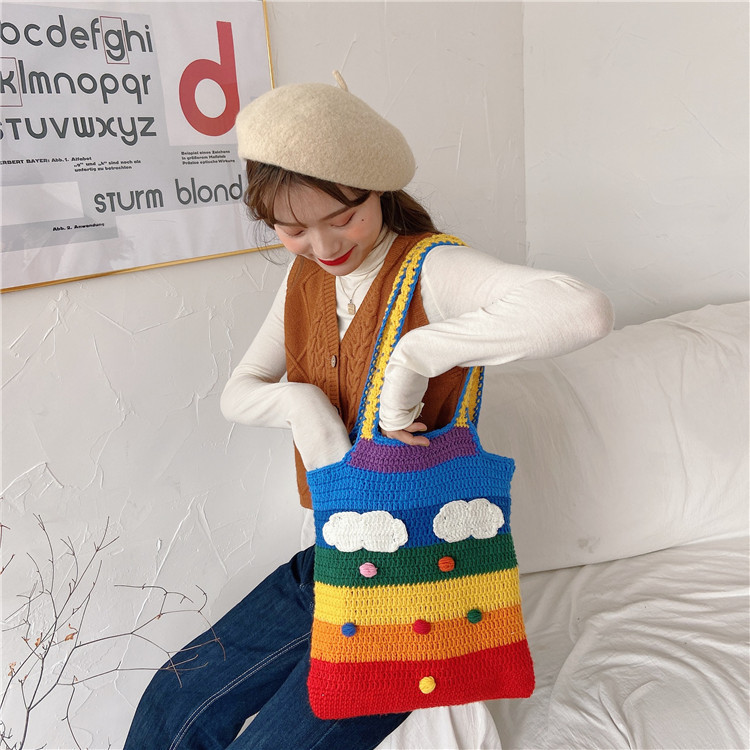 Title 4, Rainbow bag girl heart knitted bag