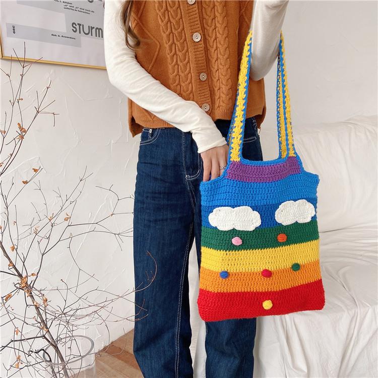 Title 5, Rainbow bag girl heart knitted bag