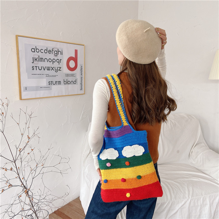 Title 7, Rainbow bag girl heart knitted bag