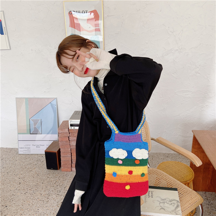 Title 13, Rainbow bag girl heart knitted bag