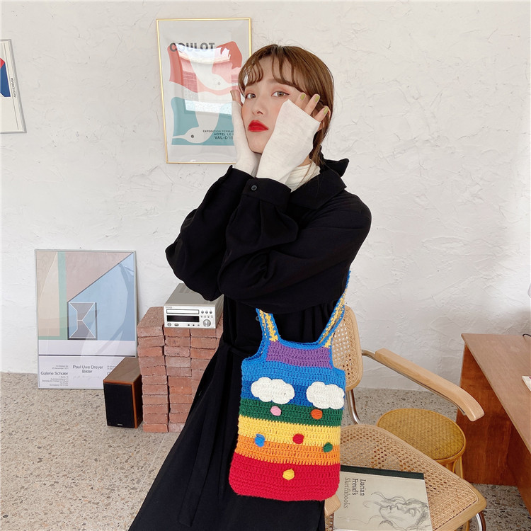 Title 14, Rainbow bag girl heart knitted bag