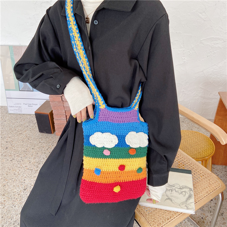 Title 15, Rainbow bag girl heart knitted bag