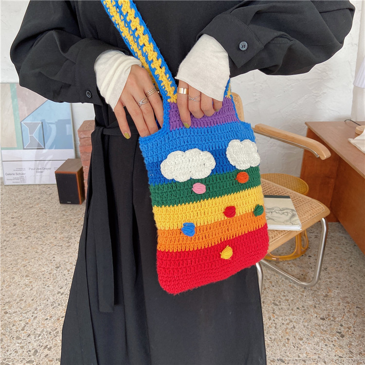 Title 17, Rainbow bag girl heart knitted bag