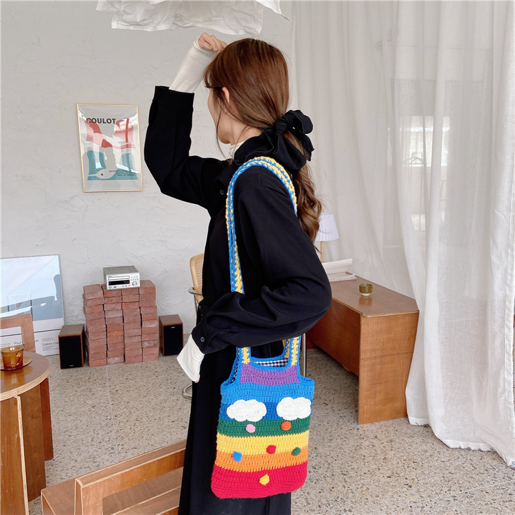 Title 18, Rainbow bag girl heart knitted bag