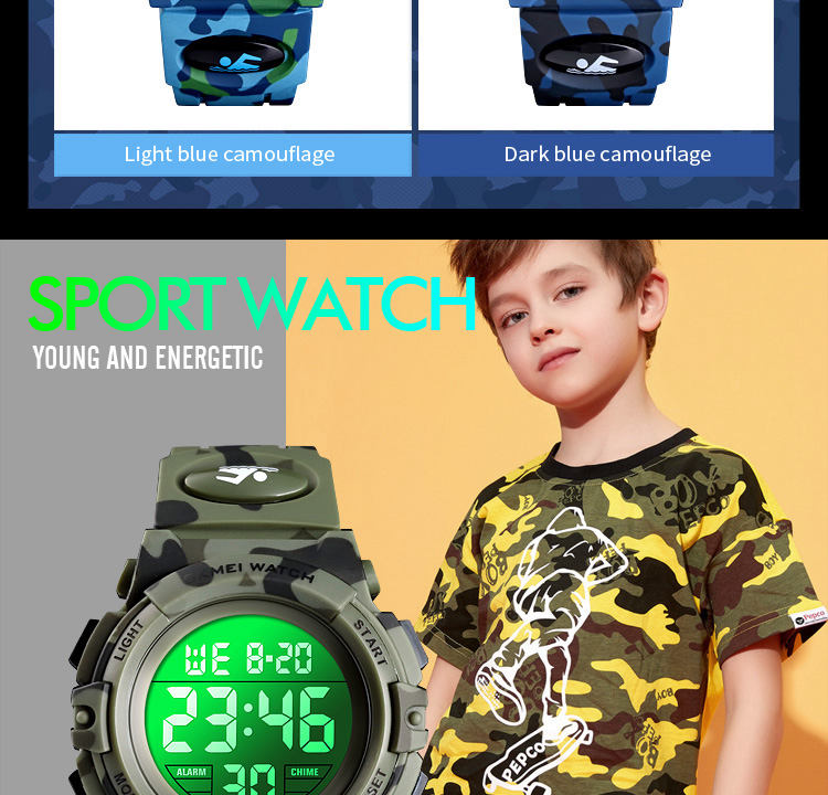 Title 5, Kleurrijke LED elektronische sportkinderhorloge...