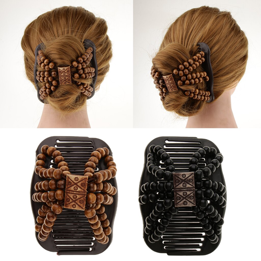 Title 1, Faux wood double row hair comb, effortlessly de...