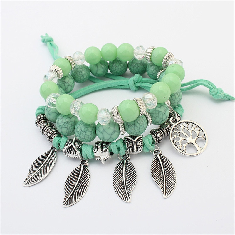 Title 1, Multi-layer leaf glass beaded bracelet