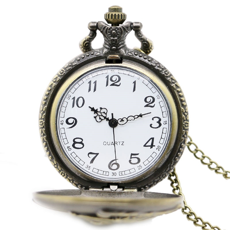 2017 New Antique Train Front Locomotive Engine Quartz Pocket Watch Necklace Pendant Watches Chain for Men Women Birthday Gift  (2)