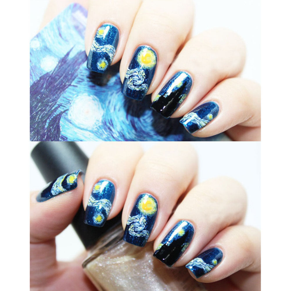 Title 4, Naklejki do manicure Van Gogh "Gwieździsta Noc"...