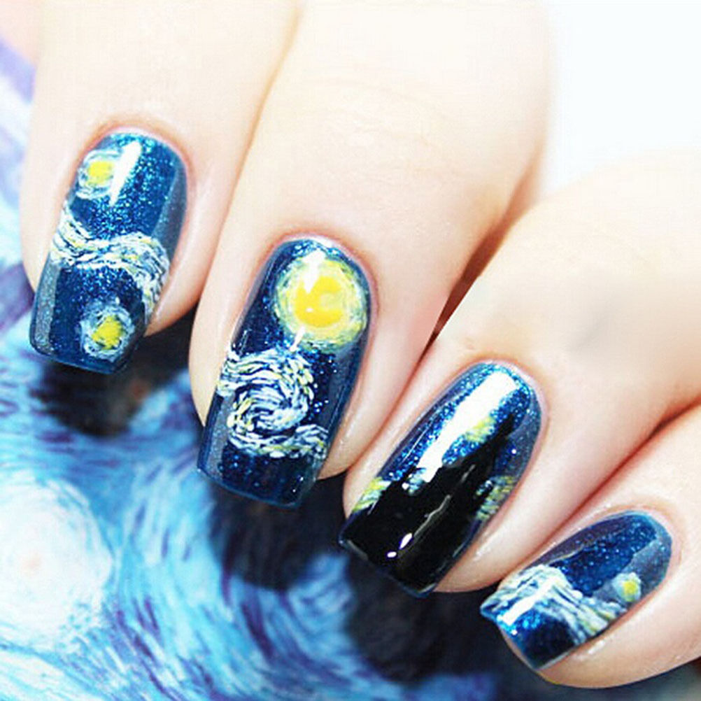 Title 5, Naklejki do manicure Van Gogh "Gwieździsta Noc"...