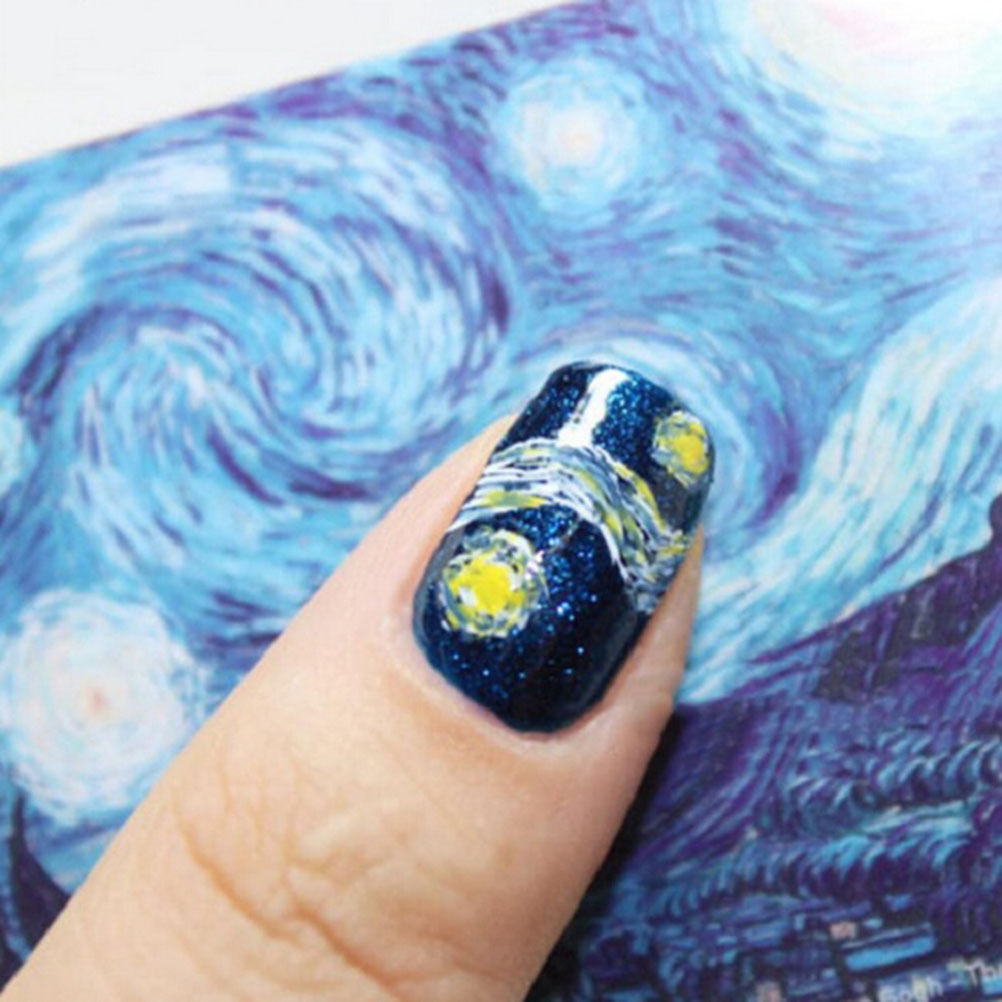 Title 6, Naklejki do manicure Van Gogh "Gwieździsta Noc"...