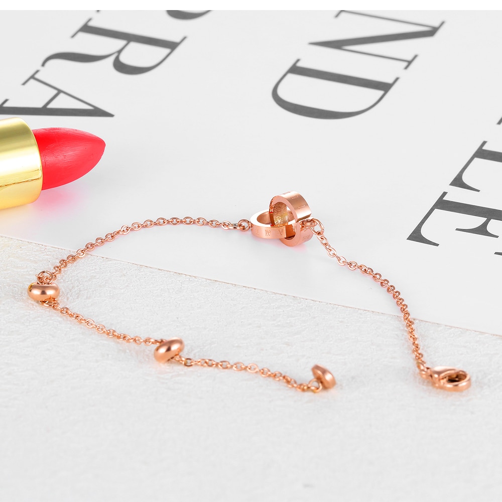 Title 1, Digital Double Ring Ring Rose Gold Bracelet