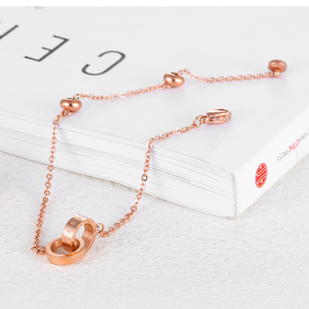 Title 2, Digital Double Ring Ring Rose Gold Bracelet