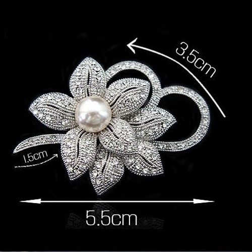 Title 7, Fashion Crystal Pearl Bow Ladies Brooch Apparel