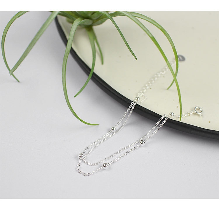 Title 5, S925 sterling silver double chain anklet chain