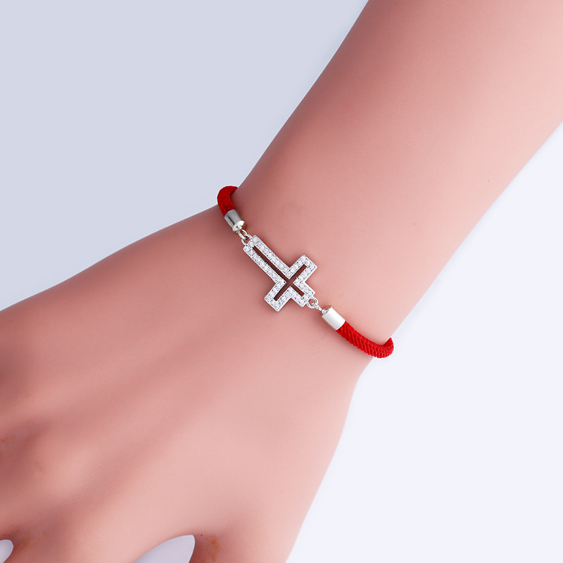 Title 1, Cross Red Rope Bracelet Zircon Bracelet