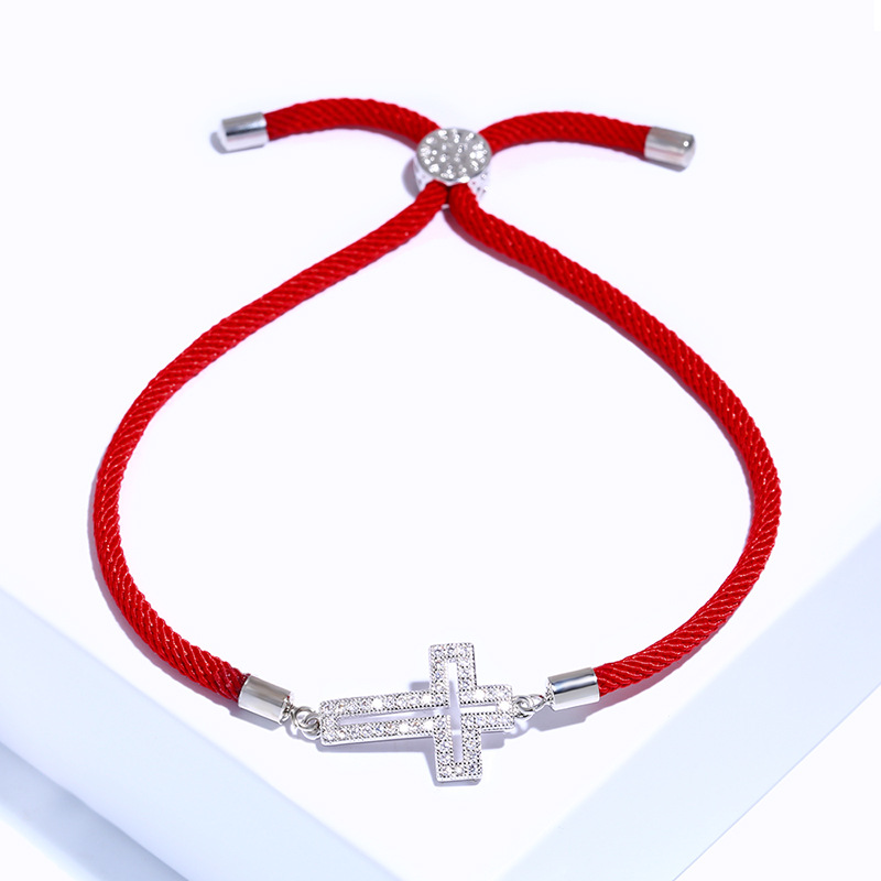 Title 5, Cross Red Rope Bracelet Zircon Bracelet