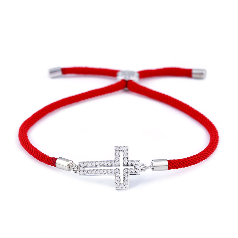 Title 8, Cross Red Rope Bracelet Zircon Bracelet