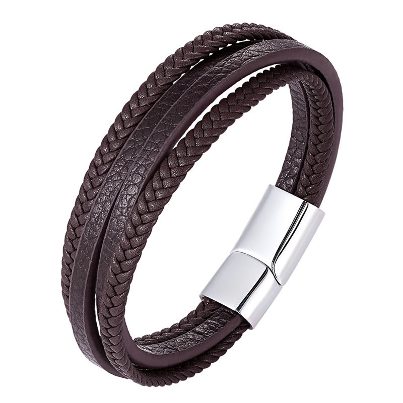 Title 2, Fashion stainless steel chain leather bracelet