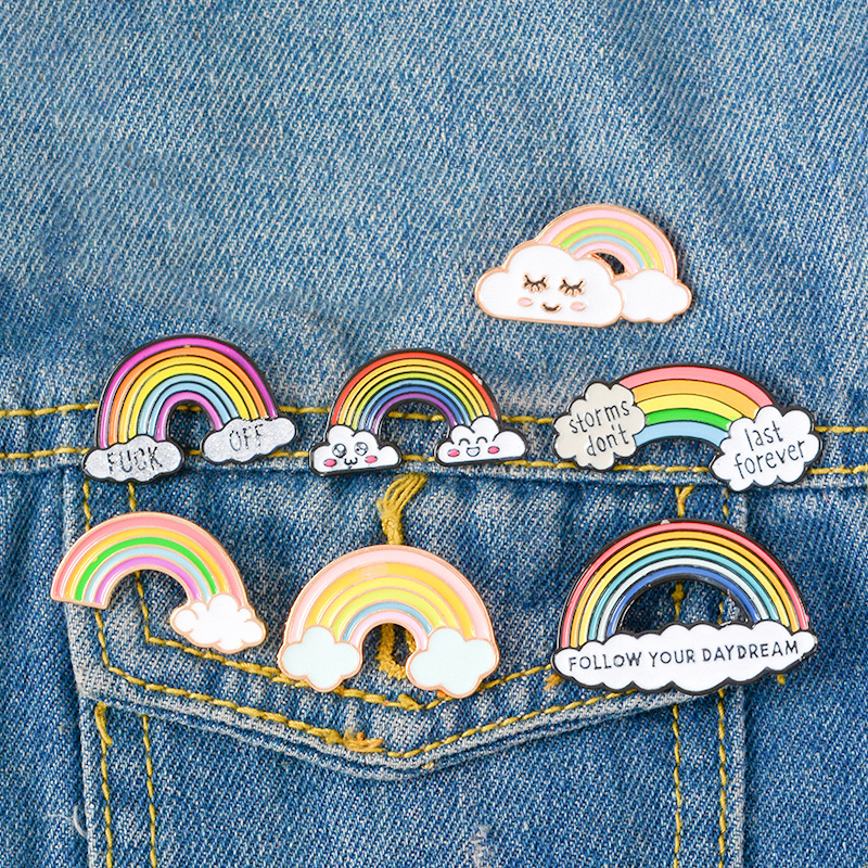 Title 3, Creative rainbow cloud badge brooch