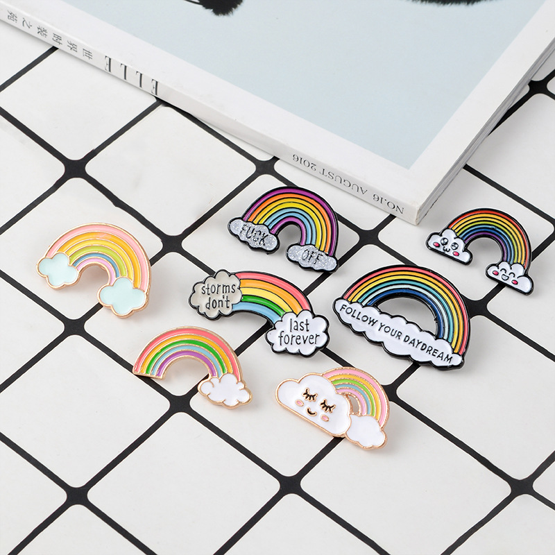 Title 6, Creative rainbow cloud badge brooch