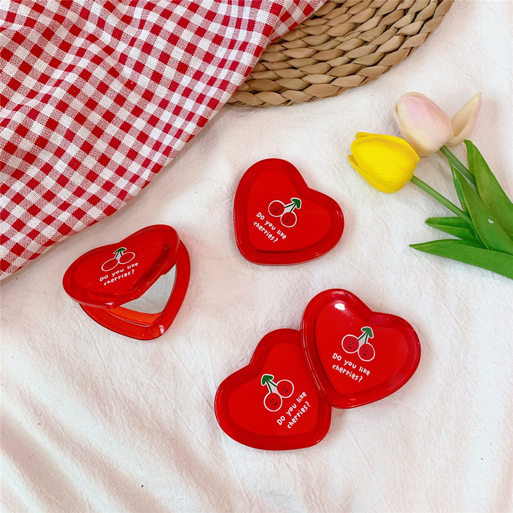 Title 9, Cherry heart shaped mirror for makeup and vanit...