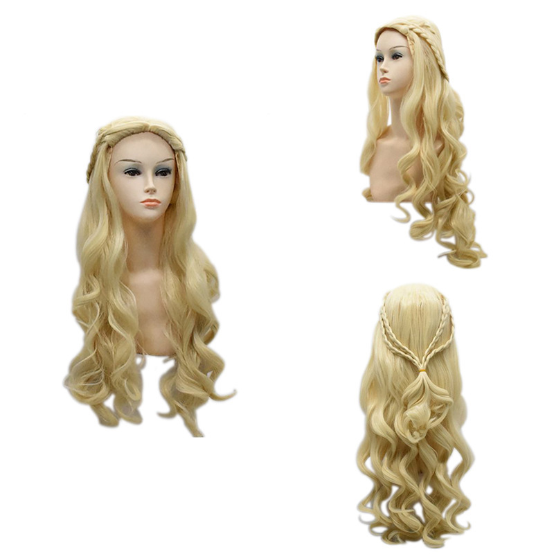 Title 2, Matt 70cm braided silver long curly hair wig pe...