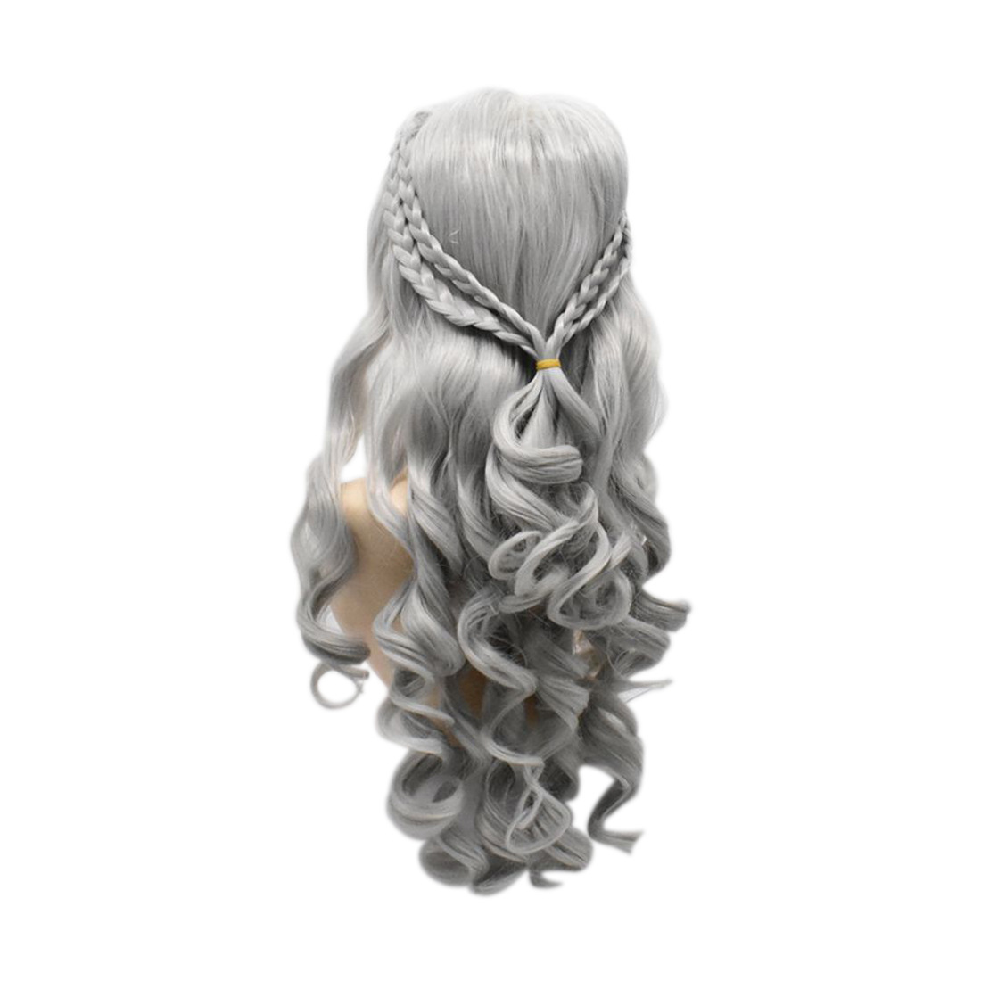 Title 3, Matt 70cm braided silver long curly hair wig pe...