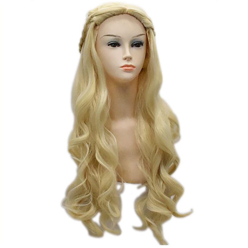 Title 4, Matt 70cm braided silver long curly hair wig pe...