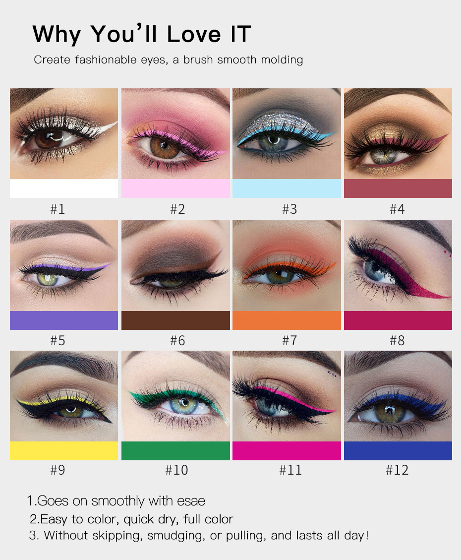 Title 3, 12 Kolorowy Matowy Eyeliner Zapewnia Wspaniały ...