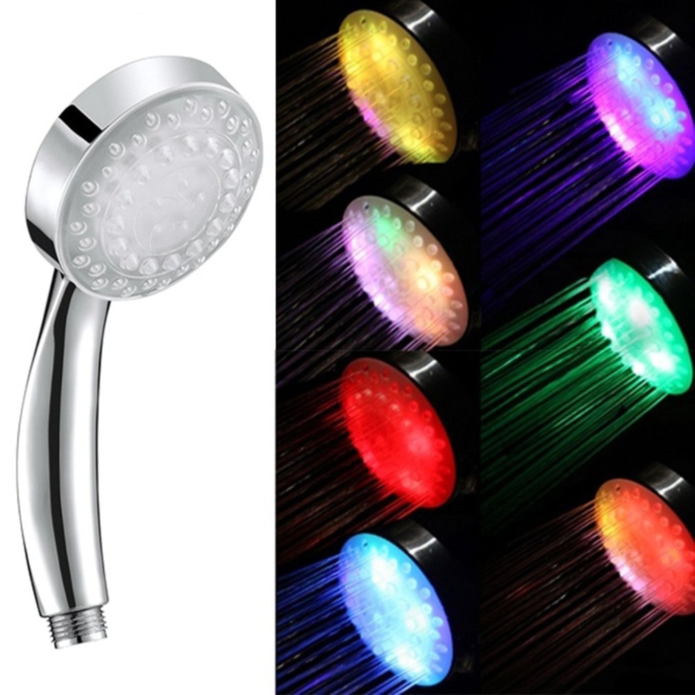 Title 2, LED color changing showerhead provides a vibran...