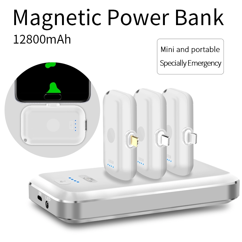 Hot Selling 12800mAh Rechargeable mini Magnetic Portable Emergency Charger Powerbank Power bank