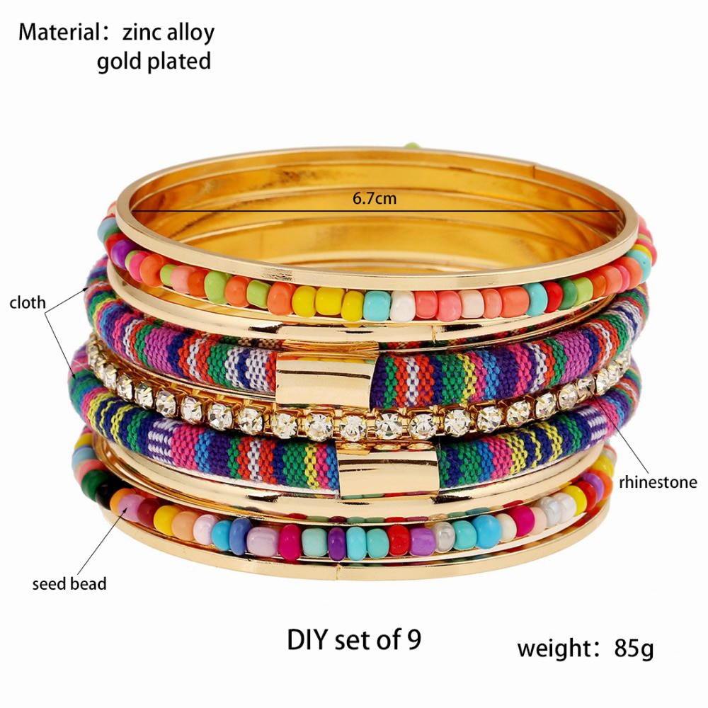 Title 5, Colorful rice beads patch cloth bracelet