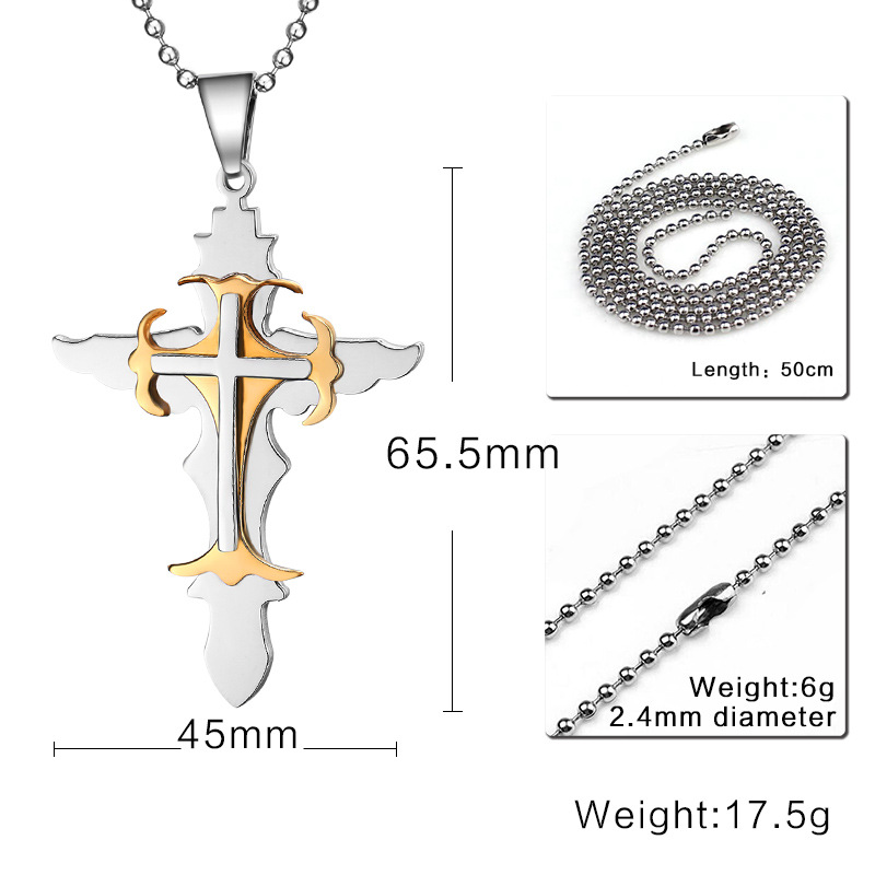 Title 1, Modyle Stainless Steel Mens Large Layered Cros...