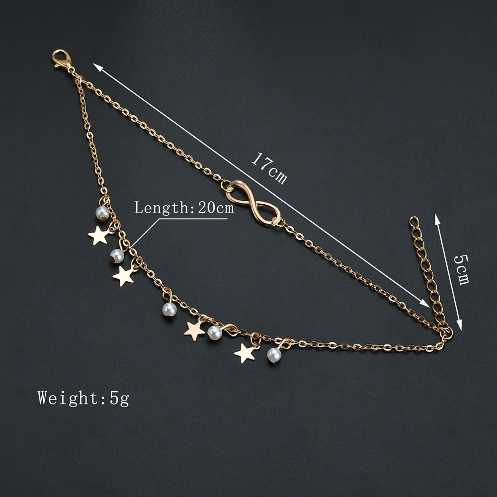 Title 1, Five-pointed star pearl 8 word anklet