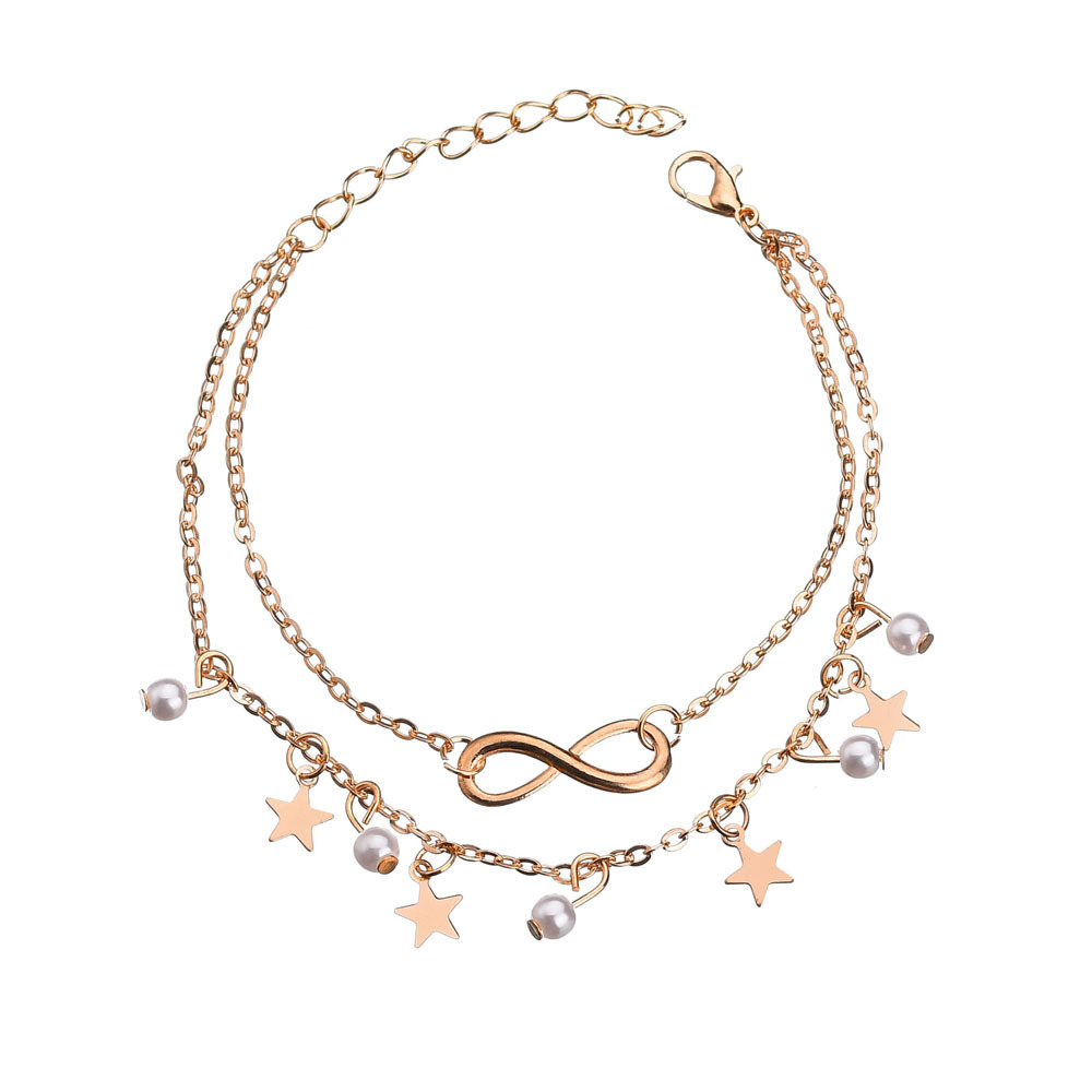 Title 5, Five-pointed star pearl 8 word anklet